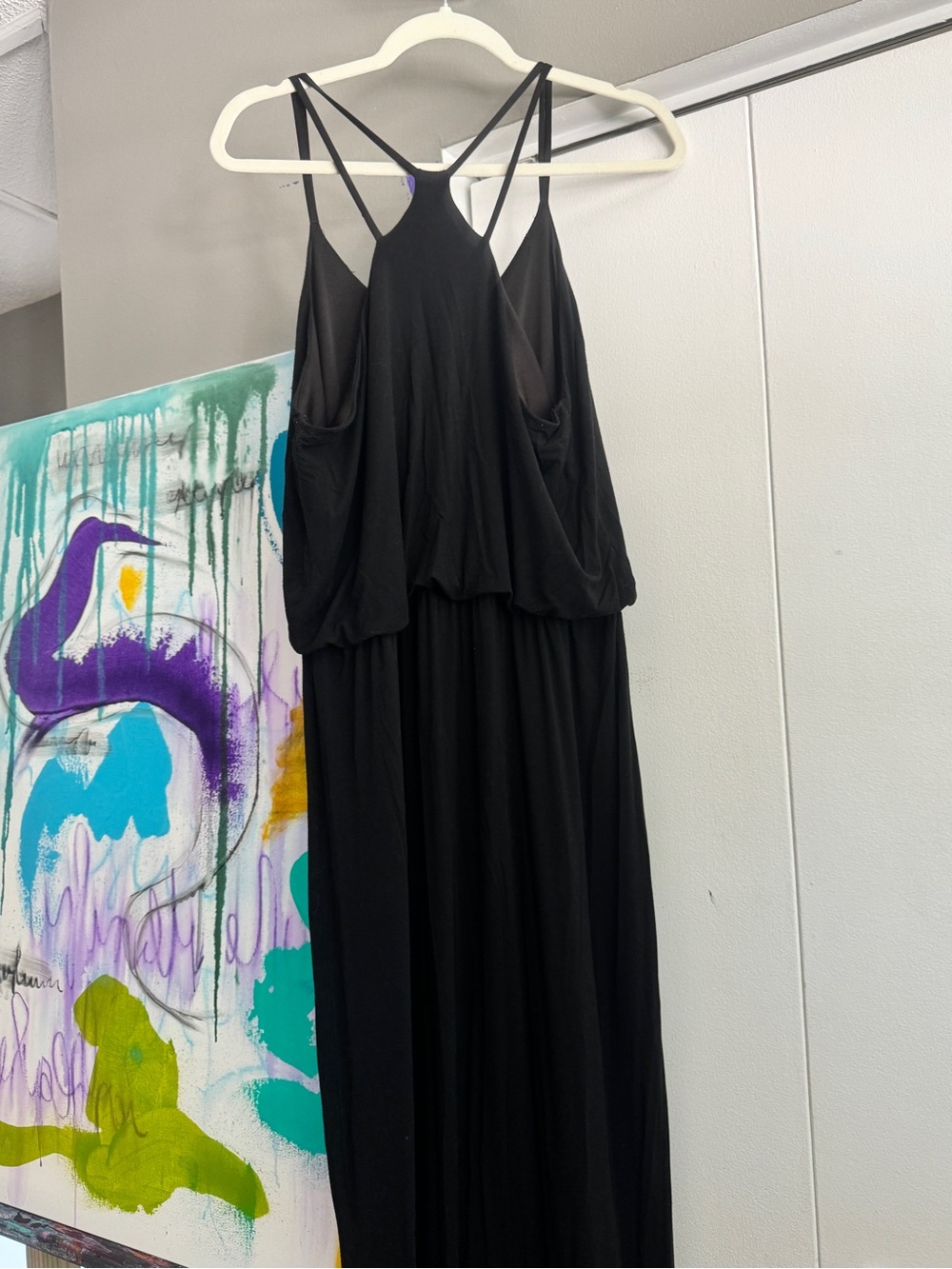 Paper Moon Black Strappy Back Maxi Dress Lined Size XXL - Picture 8 of 12